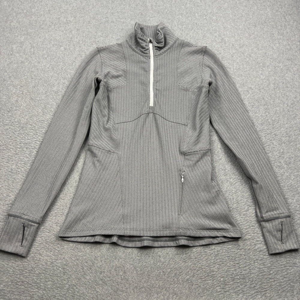 Lululemon Kanto Catch Me 1/2 Zip Pullover Womens 6 Grey Herringbone Rulu W3L11S